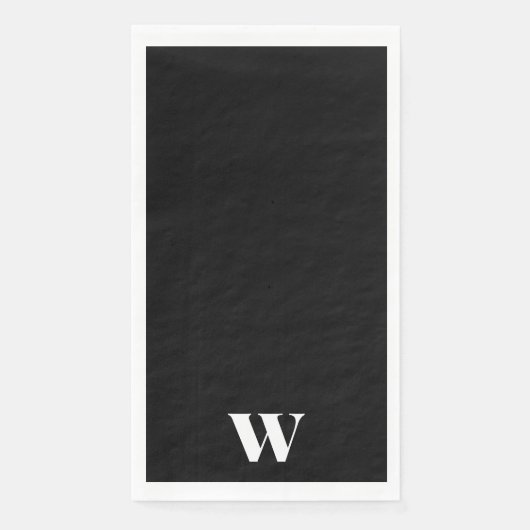 Serviette En Papier Mariage de monogramme noir et blanc personnalisé (Devant)