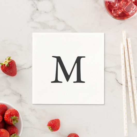 Serviette En Papier Mariage de monogramme noir minimal (En situation)