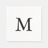 Serviette En Papier Mariage de monogramme noir minimal (Devant)