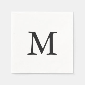 Serviette En Papier Mariage de monogramme noir minimal