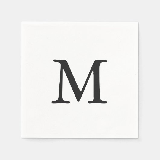 Serviette En Papier Mariage de monogramme noir minimal (Devant)