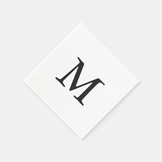 Serviette En Papier Mariage de monogramme noir minimal (Coin)