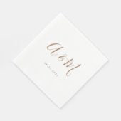 Serviette En Papier Mariage de monogramme or blanc (Coin)