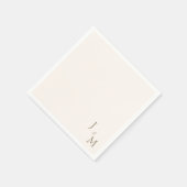 Serviette En Papier Mariage de monogramme or Elegant crème (Coin)