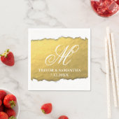 Serviette En Papier Mariage de monogramme or Faux (En situation)
