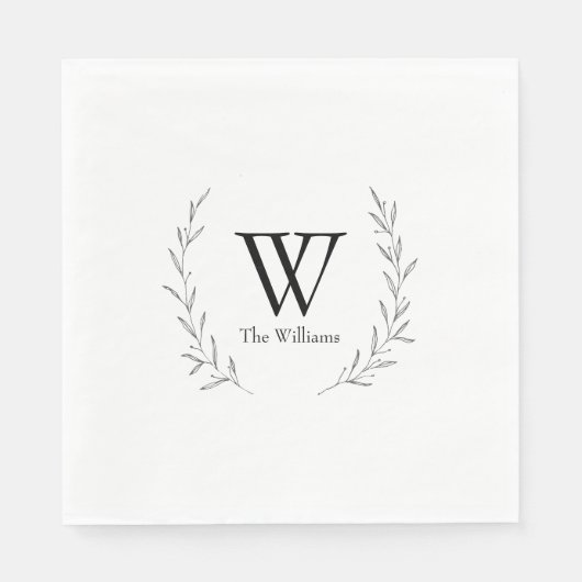 Serviette En Papier Mariage de monogramme personnalisé de couronne rus (Devant)