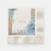 Serviette En Papier Mariage de monogramme romantique Blue Hydrangea (Devant)