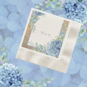Serviette En Papier Mariage de monogramme romantique Blue Hydrangea
