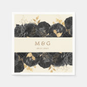 Serviette En Papier Mariage de monogramme Rose d'or aquarelle (Devant)