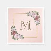 Serviette En Papier Mariage de monogramme rose vif or rose (Devant)