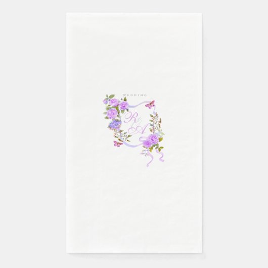 Serviette En Papier Mariage de monogramme Rose violet (Devant)