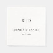 Serviette En Papier Mariage de monogramme simple moderne (Devant)