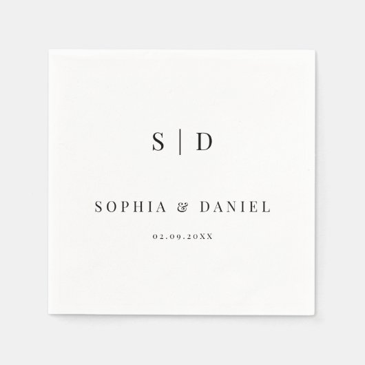 Serviette En Papier Mariage de monogramme simple moderne (Devant)