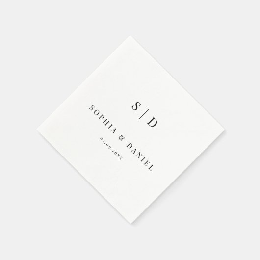 Serviette En Papier Mariage de monogramme simple moderne (Coin)