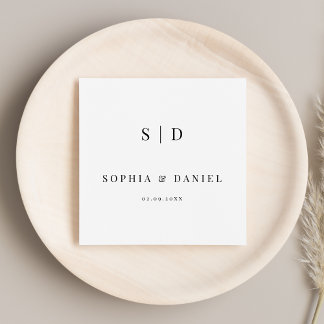 Serviette En Papier Mariage de monogramme simple moderne