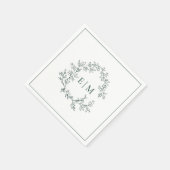Serviette En Papier Mariage de monogramme vert émeraude moderne (Coin)