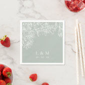 Serviette En Papier Mariage de monogramme vert pâle (En situation)