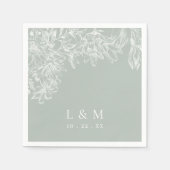 Serviette En Papier Mariage de monogramme vert pâle (Devant)