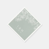 Serviette En Papier Mariage de monogramme vert pâle (Coin)