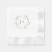 Serviette En Papier Mariage de monogramme vert Sage (Devant)