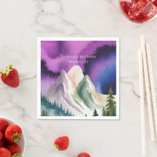 Serviette En Papier Mariage de montagne aurorale