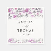 Serviette En Papier Mariage de Motif d'aquarelle florale rustique (Devant)