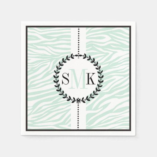 Serviette En Papier Mariage de motif d'impression à la menthe verte, b (Devant)