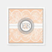 Serviette En Papier Mariage de motif en dentelle blanche (Devant)