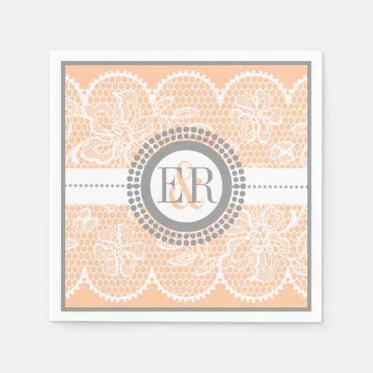 Serviette En Papier Mariage de motif en dentelle blanche (Devant)