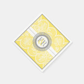 Serviette En Papier Mariage de motif en dentelle jaune blanc (Coin)