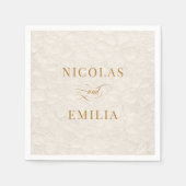 Serviette En Papier Mariage de motif floral simple en or beige (Devant)