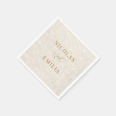 Serviette En Papier Mariage de motif floral simple en or beige (Coin)