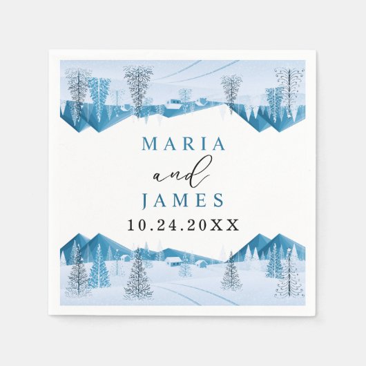 Serviette En Papier Mariage de neige d'hiver (Devant)