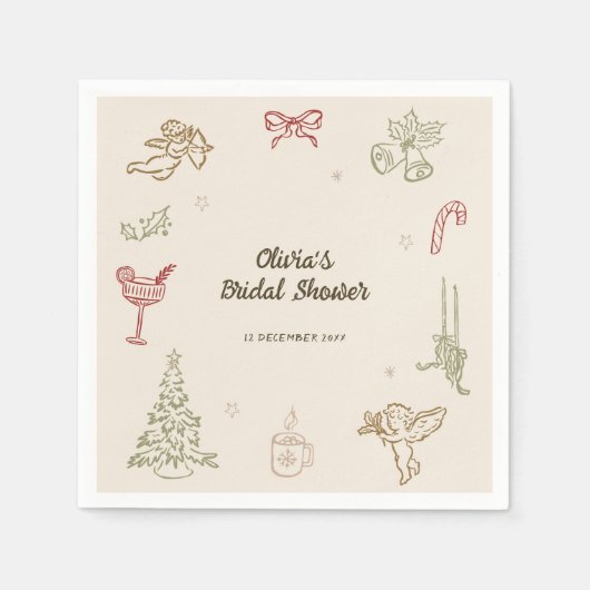 Serviette En Papier Mariage de Noël à main levée (Devant)