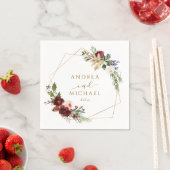 Serviette En Papier Mariage de Noël Aquarelle rouge hiver (En situation)