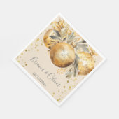 Serviette En Papier Mariage de Noël beige or (Coin)
