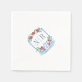 Serviette En Papier Mariage de Noël Chinoiserie Couples Monogramme (Devant)