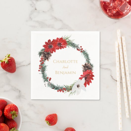 Serviette En Papier Mariage de Noël classique simple Napkin (En situation)