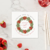 Serviette En Papier Mariage de Noël de Merci de  Poinsettia (En situation)