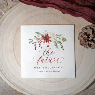 Serviette En Papier Mariage de Noël Fleurs d'hiver Enterrement de vie
