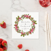 Serviette En Papier Mariage de Noël Floral Holly Aquarelle (En situation)