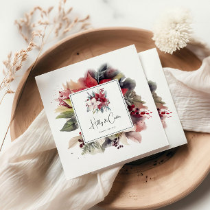 Serviette En Papier Mariage de Noël Florales Festives d'Hiver