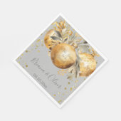 Serviette En Papier Mariage de Noël Gold Grey (Coin)