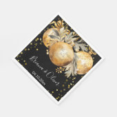 Serviette En Papier Mariage de Noël Noir Or (Coin)