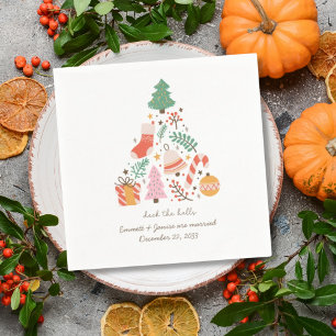 Serviette En Papier Mariage de Noël rétro illustré Décorez les salles