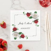 Serviette En Papier Mariage De Noël Rose Rouge Et Blanc (En situation)