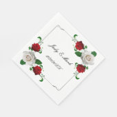 Serviette En Papier Mariage De Noël Rose Rouge Et Blanc (Coin)