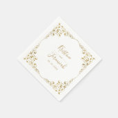 Serviette En Papier Mariage de nom de script Gold Leaf élégant (Coin)