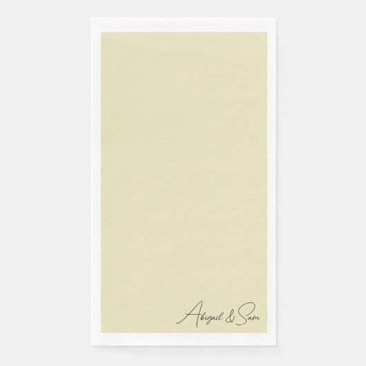 Serviette En Papier Mariage de noms de script jaune (Devant)