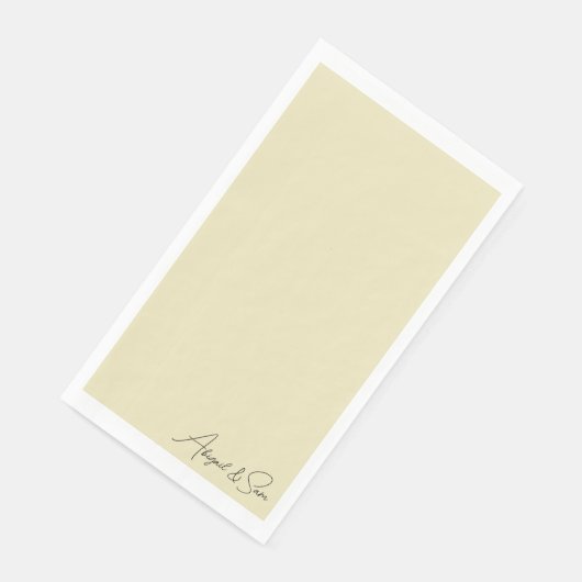 Serviette En Papier Mariage de noms de script jaune (Coin)